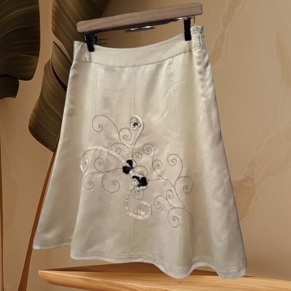 INTUITIONS Silk A line Midi Circle Skirt‎ Size 6 Vintage - Picture 1 of 6